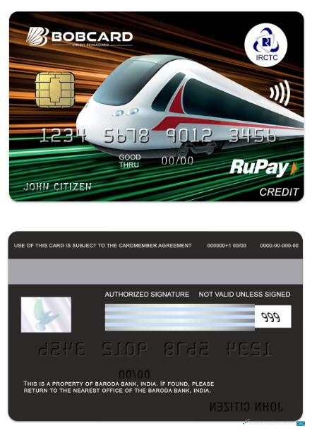 Download India The Baroda Bank Bobcard IRCTC RuPay credit card Photoshop template